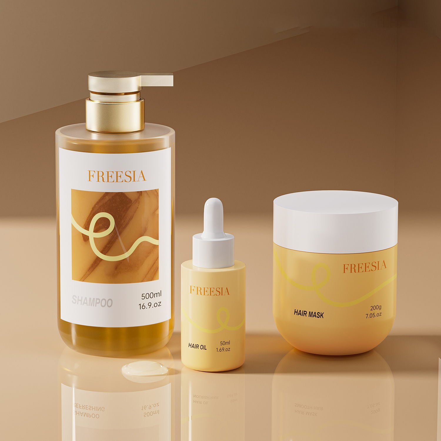 Washing and care product set bottle